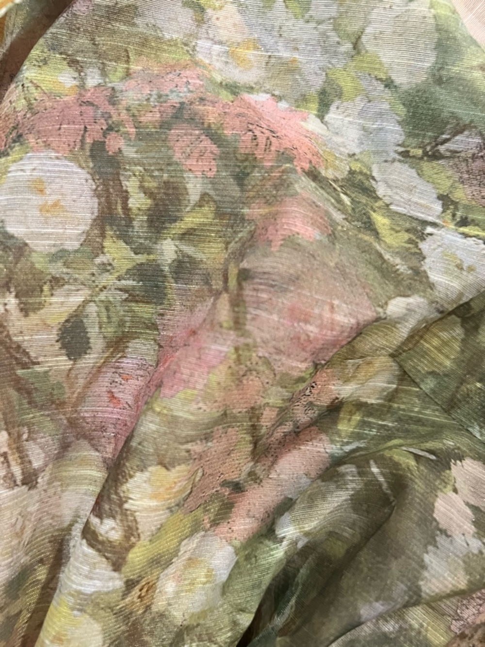 L’ATISTE Floral Sheer Maxi Dress Belted Bishop Sleeves Gold Buttons Size M NWT - Picture 9 of 13